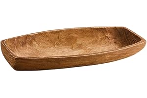 Wooden Bowl Tray 45cm (17.7 inch) Farmhouse Centerpiece, Multipurpose Decorative Candle Holder for Table Counter Bathroom