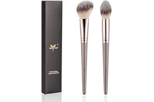 Anmor Contour and Highlighter Brush Set, Premium Blush Bronzer Face Makeup Brush Kit, Perfect for Cheek Nose Blending Contouring (Champagne, Contour/Highlighter)