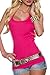 Sidefeel Women Crochet Lace Back Tank Top Clubwear Large Rosy