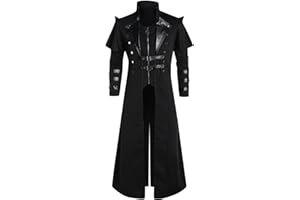 XIAXOGOOL Men Jacket Oversized Steampunk Trench Coat For Men Medieval Victorian Gothic Stand Collar Long Coat Tailcoat Jacket