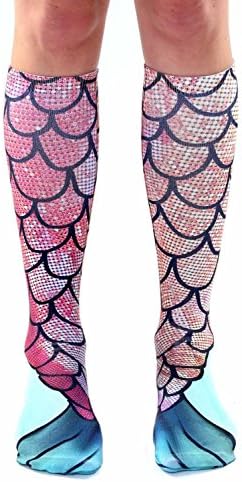 Women Mermaid Tail 3D Print Patterns Knee Socks Knee High Socks Cute (Pink)