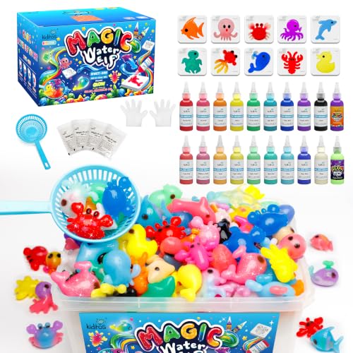 Kiditos Magic Water Elf Kit for Kids, Aqua Fairy Water Gel Kit with 20 Gels & 10 Molds, DIY Water Pets & Magic Water Jelly Craft Set, Kids Toys & Gifts for Girls Boys Age 3+