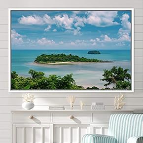 signwin Framed Canvas Wall Art Coastal Scenery Aerial...