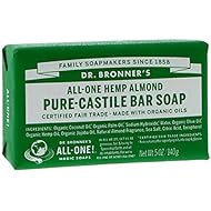 Dr. Bronnerâ€™s - Pure-Castile Bar Soap (Almond, 5 ounce, 12-Pack) - Made with Organic Oils, For Face, Body and Hair, Gentle and Moisturizing, Biodegradable, Vegan, Cruelty-free, Non-GMO