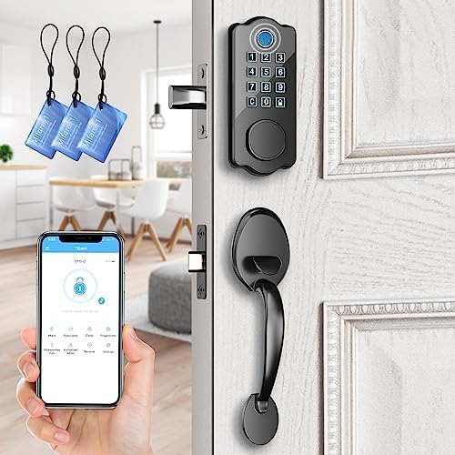 Front Door Lock Set, ADIUIVE Fingerprint Keyless Entry Door Lock with Handle, Smart Locks for