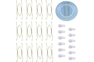 20Pcs Invisible Plate Hangers with Wall Hooks Assortment Kit, 8 Inch Stainless Steel Spring Style Wire Plate Hangers Wall Pla