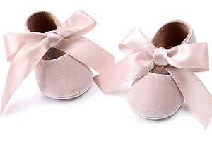 RVROVIC Baby Girls Mary Jane Flats Anti-Slip Rubber Sole Bow Toddler Princess Dress Shoes