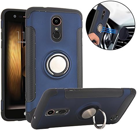 TechVibe LG K20 Plus Case, Slim Drop Protection Cover, Ring Grip Holder Stand, Back Magnetic Circle With Air Vent Magnetic Car Vent Mount For LG K20 V / LG K10 2017 / LG Harmony / LG Grace - Blue