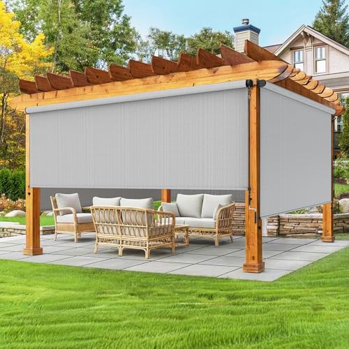 Wisteria Lane Integrated Outdoor Roller Shade, Assembly Free Outdoor Patio Blin…