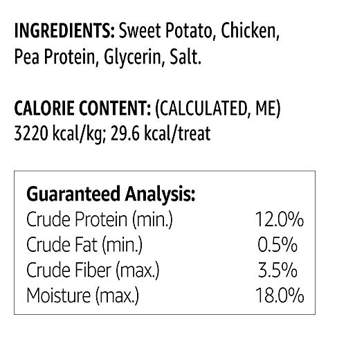 AMAZON BRAND – SOLIMO SWEET POTATO & CHICKEN JERKY DOG TREATS, 2 POUNDS