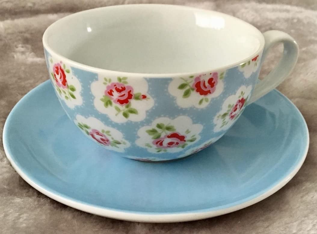 Cath Kidston Pale Blue Provence Rose Large Cup and Saucer