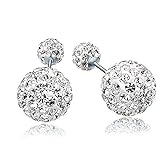 ODETOJOY 1 Pair Luxury Double Sided Crystal Pearl Beads Earrings Ear Studs Tribal Earrings for Women