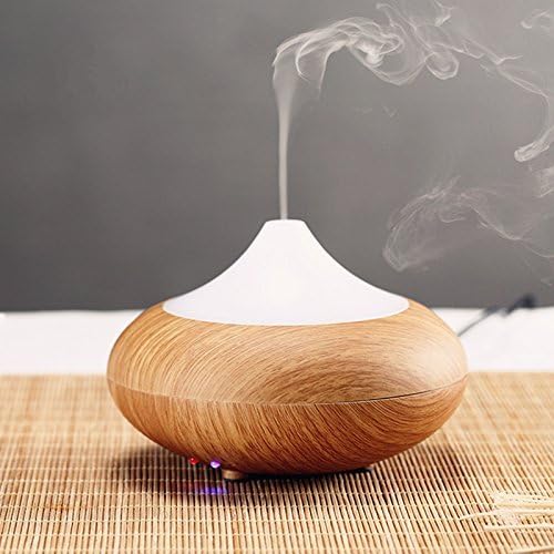 Mini Ultrasonic Humidifier Essential Oil Diffuser Electric Aromatherapy Diffuser with Cool Mist and Auto off - Wood grain