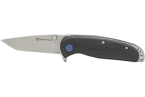 Smith & Wesson Nylon Blue 6in High Carbon S.S. Folding Knife with 2.75in Tanto Point Blade and Glassfilled Nylon Handle for Outdoor Survival, Camping and EDC