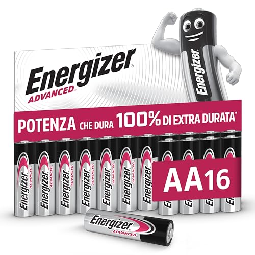 Advanced - Pile AA (Confezione da 16) - Batterie Alcaline 1,5 V - Potenza Che Dura 100% Di Extra Durata - Made in EU - 0% imballaggio privo di plastica [Esclusiva Amazon]