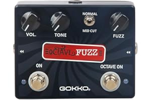 GOKKO OCTAVE FUZZ GK-31 - Octave - Up Fuzz Guitar Effects Pedal with Mid - Cut Switch & True Bypass - Durable Aluminum Alloy Casing