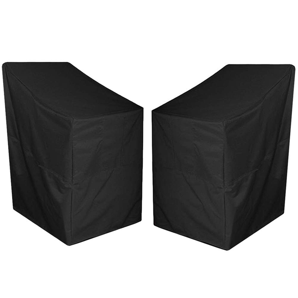 AOUSTHOP Garden Chair Cover 2 Pack 210D Oxford Fabric Waterproof Anti-UV Tear-proof Reclining Patio Stacking Chair Cover (89x89x120cm)