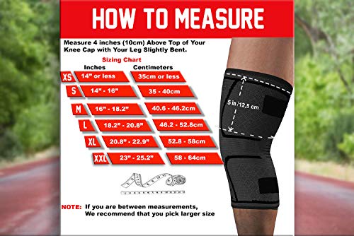 Knee Brace Compression Sleeve with 2 Support Straps for Meniscus Tear, Arthritis, ACL, Running Recovery for Men & Women (Black, Medium)