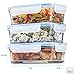 Glass Meal Prep Food Storage Containers - (6-Pack 28 Oz.) Portion Control Lunch Containers, with BPA Free Airtight Snap Locking Lids, Prep, Freeze, Reheat, Bake, Oven Safe Containers for Home and Work