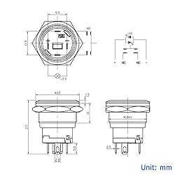 Taien Momentary Push Button Switch 19mm 3/4" 1NO