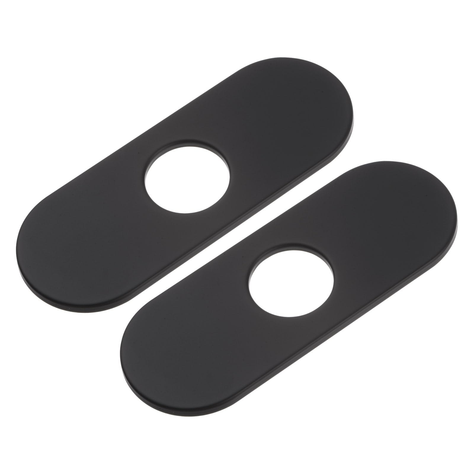 uxcell 2pcs 6 Inch Hole Cover Deck Plate Escutcheon, Stainless Steel Sink Cover Plate for Bathroom or Kitchen Sink Faucet, Oval Black