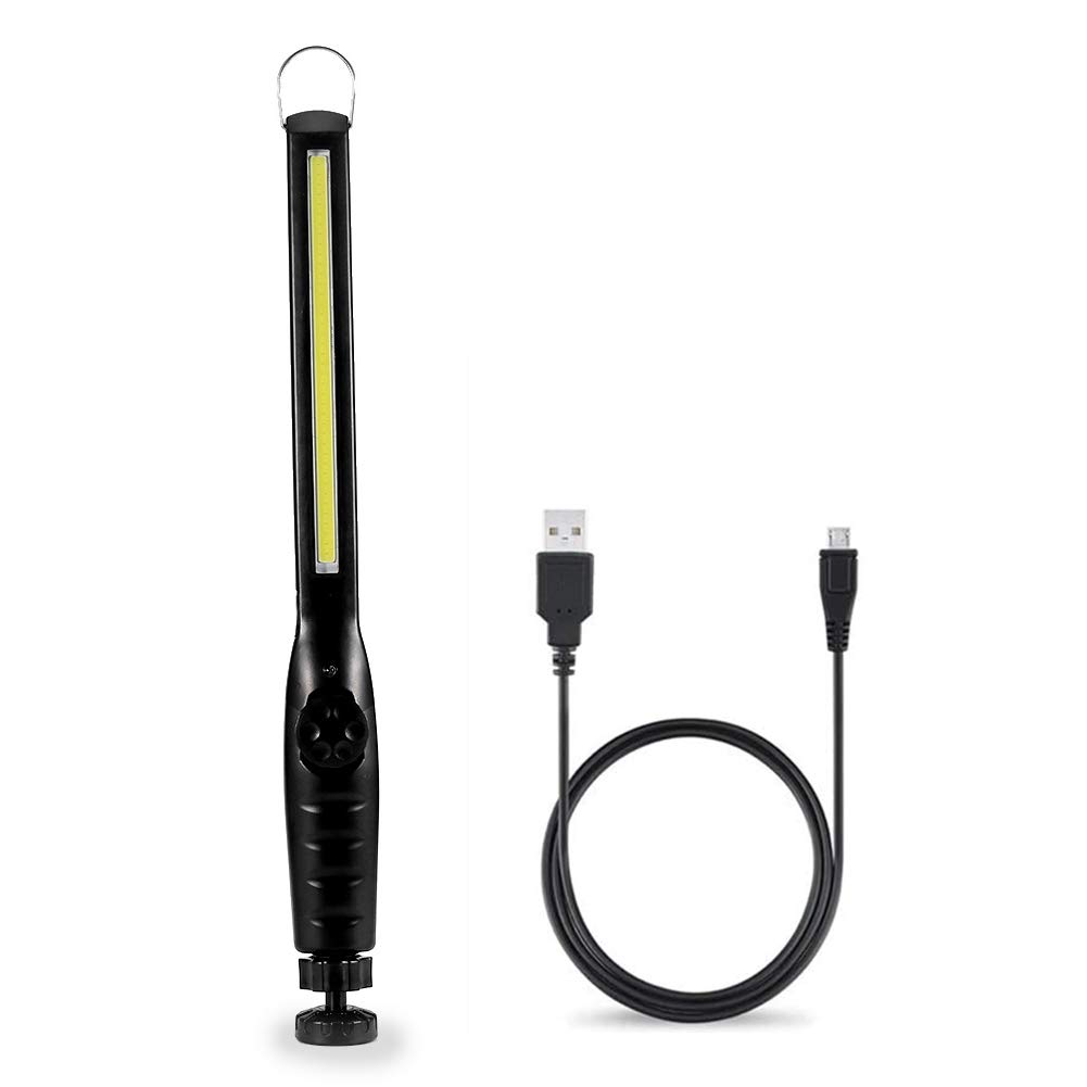 LED Work Light Rechargeable COB Work Lights, Slim USB Inspection Light LED Work Lamp with Rotary Switch & 360°Swivel Magnetic Base & Hook for Car Repair Home Use Workshop Garage Emergency