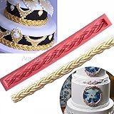 Anyana Long Bag braid fritters twist Rope String 3D silicone border mould cake Fondant impression gum paste mold for Sugar paste birthday cupcake decorating topper decoration sugarcraft pie crust