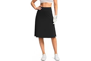 Viodia 25" Knee Length Skorts Skirts for Women with Zipper Pockets Stretchy Modest Aline Midi Skort for Casual Summer Travel