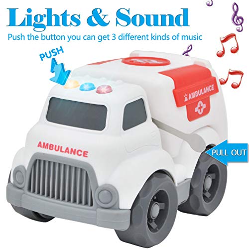 Ambulance Toy with Light & Siren Sound Effects,Educational Toy Vehicle for Toddler Boys and Girls,Imaginative Play Toy for Kids & Children