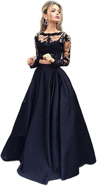 Amazon Com Fashion Two Pieces Prom Dresses Sexy Illusion