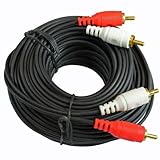 50' Dual RCA Cable with Red and White Stereo Audio