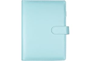 WITHYU A5 Binder Cover with Magnetic Buckle Closure, 6 Ring A5 PU Leather Binder Personal Notebook for Organizing Planner Refill Pages, Photo Card Binder Sleeves, Multi-Functional Card Collectors