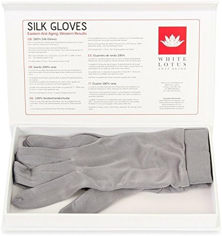 White Lotus Sexy Silk Gloves Women Wear Elegant Raw Silk Gloves For Women Who Want To Insulate Their Hands And Reduce Inflammation Without Showing It Presented In A Luxurious Gift Box (Grey)
