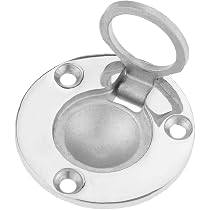 Create Idea Poignée De Trappe Ronde 51mm – Acier Inoxydable 304 Brossé – Ressort Rétractable – Vis Incluses – Pour Bateau, Yacht, Armoire, Meuble