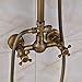 Rozin Bathroom 2 Knobs Mixer Rainfall Shower Faucet Units with Hand Spray Antique Brass