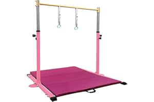 GLANT Gymnastic Kip Bar,Horizontal Bar for Kids Girls Junior,3' to 5' Adjustable Height,Home Gym Equipment,Ideal for Indoor and Home Training,1-4 Levels,300lbs Weight Capacity