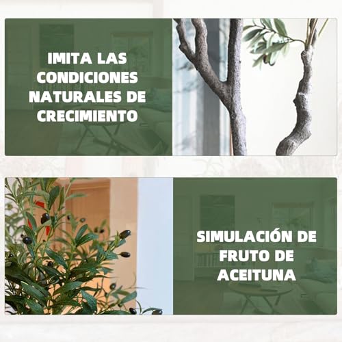 POGEPE Árbol de Olivo Artificial, 6FT/180cm Olivo Artificial Grande Entera Desmontable, Macetas Decorativas Interior Olivo Artificial con Ramas y Frutas, para Decoración Interior Hogar Oficina