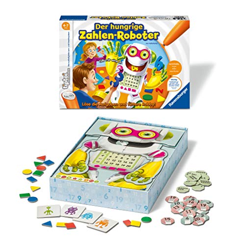 Ravensburger tiptoi Spiel 00706 Der hungrige Zahlenroboter, Lernspiel von Ravensburger ab 4 Jahren für 1-4 Spieler, spielerisch Formen und Rechnen lernen in 4 Schwierigkeitsstufen – Bild 6