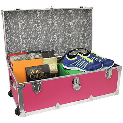 Seward Trunk Footlocker Trunk with Nickel Trim, Pink, 30-Inch (SWD7130-22) - Thumbnail 3
