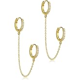 unique corn Chain Hoop Earrings, 14K Gold Plated Double Piercing Earrings Dainty Small Huggie Hoop Minimalist Chain Cuff Earrings for Women Jewelry Gift