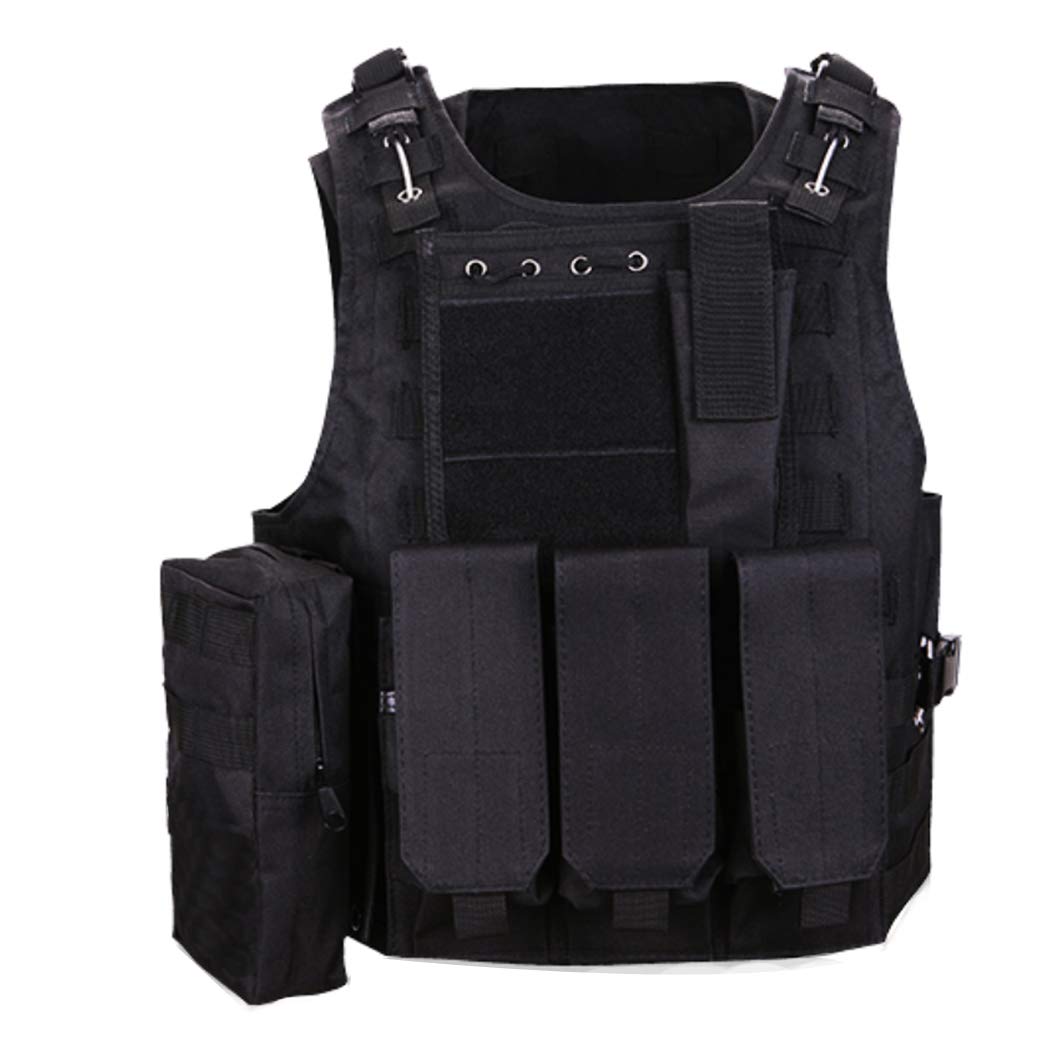 QHIU Tactical Vest Camouflage Military Assault Combat Protection Molle Jacket for Airsoft Paintball CS Outdoor Sports