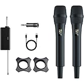 Doslnlya Dual UHF Wireless Microphone System - 2 Handheld Mics, 160ft Range, Noise Cancelling & Rechargeable for DJ/Live Performance, Business Meeting, karaoke singing mic, Recording Anti-Interference