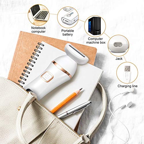 AUCEE Electric Razor for Women, Wet & Dry Rechargeable Cordless Bikini Trimmer for Women Painless Womans Electric Shaver Body Hair Remover for Legs, Underarms with LED Battery Life Display