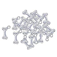 Fenteer 50 Pieces Tibetan Silver Cute Dog Pet Bone Shaped Charms Pendants for DIY Jewelry Making Accessories and Crafting,fit Bracelet Necklace Earring