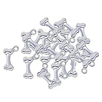 Fenteer 50 Pieces Tibetan Silver Cute Dog Pet Bone Shaped Charms Pendants for DIY Jewelry Making Accessories and Crafting,fit Bracelet Necklace Earring