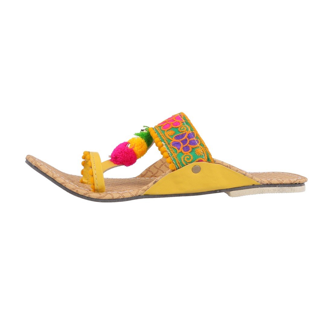 rajasthani-fashion women girl's party office ethnic yellow kolhapuri chappal sandals