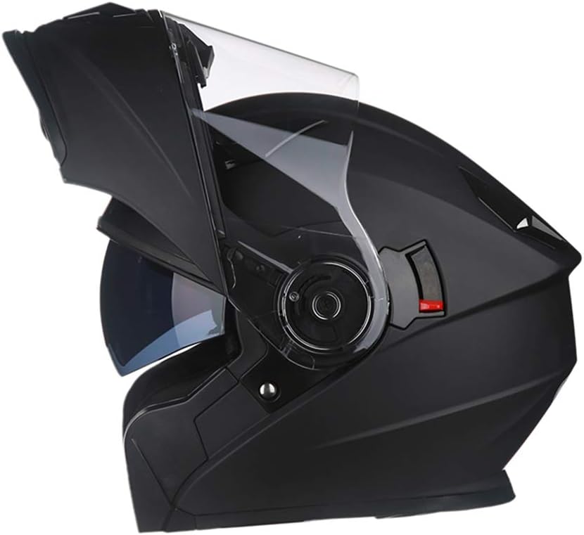 Men'S Full Face Motorcycle Helmet With Bluetooth,Antifogging Double Lens motorbike Helmet,Flip Up Safety Cap For Four Seasons 55-65cm