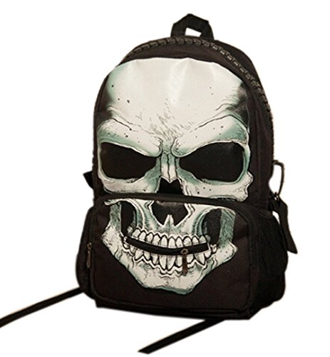 Fashion Month Personalized Unisex 3D Skull Print Felt Fabric School Backpack