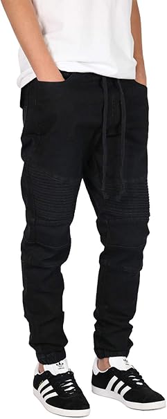 drop crotch denim joggers