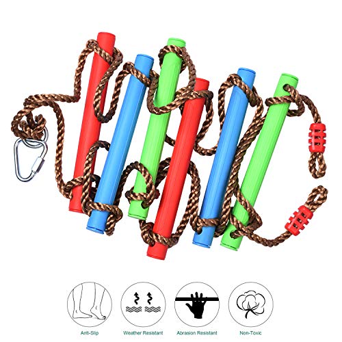 AQPAKEE Rainbow Climbing Rope ladders for Kids, Kids Ninja Course